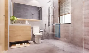 3d rendering modern design and marble tile toilet and bathroom